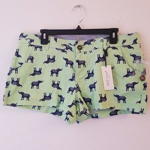 NWT Red Camel Green Elephant Shorts